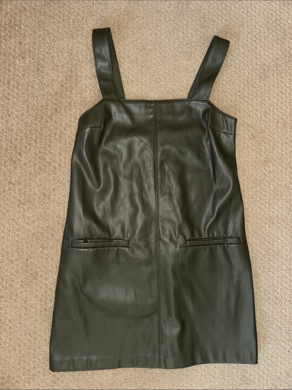Abercrombie & Fitch Dark Olive Green Faux Leather Mini Dress